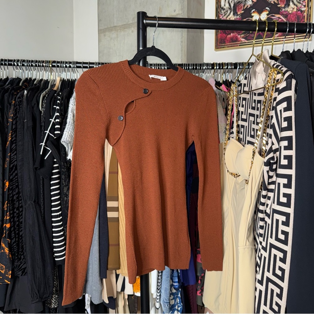 A.L.C. Caplan Merino Wool Asymmetrical Button Sweater Womens Small EUC $295